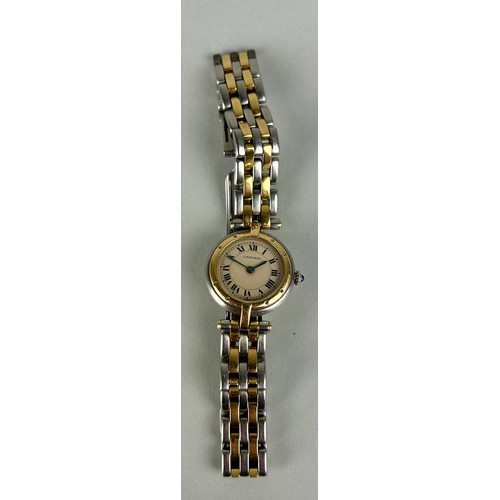 157 - A LADIES CARTIER WRISTWATCH IN STEEL AND GOLD, 

Weight 44gms 

9.5cm L

Dial 19mm x 19mm