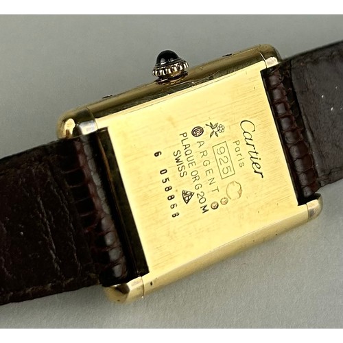 158 - A GENTLEMAN'S MUST DE CARTIER WRISTWATCH, 

Vermeil gold plated silver, mechanical movement with bro... 