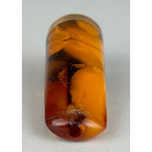 169 - A SPECIMEN AMBER PIPE WITH 9CT GOLD MOUNT IN FITTED BOX