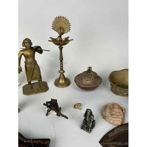 81 - A COLLECTION OF INDIAN METAL FIGURES, CHINESE FIGURES AND OTHERS (QTY)