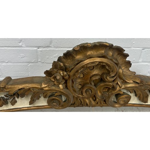 208 - A 19TH CENTURY ROCOCCO CARVED GILT WOOD PELMET, 

170cm x 35cm x 9cm