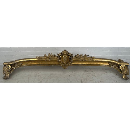 209 - A 19TH CENTURY ROCOCCO CARVED GILT WOOD PELMET, 

170cm x 40cm x 8cm