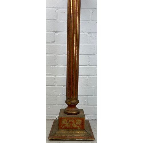 478 - A FLORENTINE PAINTED GILT WOOD PEDESTAL, 

91cm H