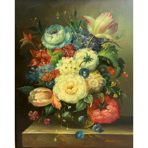 288 - A PAIR OF OIL ON BOARD STILL LIFE PAINTINGS SIGNED 'SHERMAN' 

24.5cm x 19cm each. 

Mounted in gilt... 