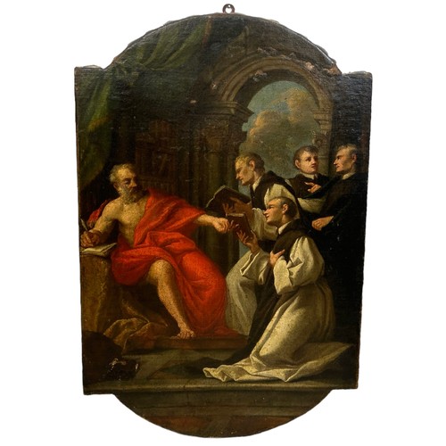 A 17TH CENTURY ITALIAN OIL PAINTING ON CANVAS DEPICTING ST JEROME THE HERMIT POSSIBLY FROM AN ALTER PIECE, 

74cm x 48cm 

Provenance: Property of a Lady, Chelsea, London.