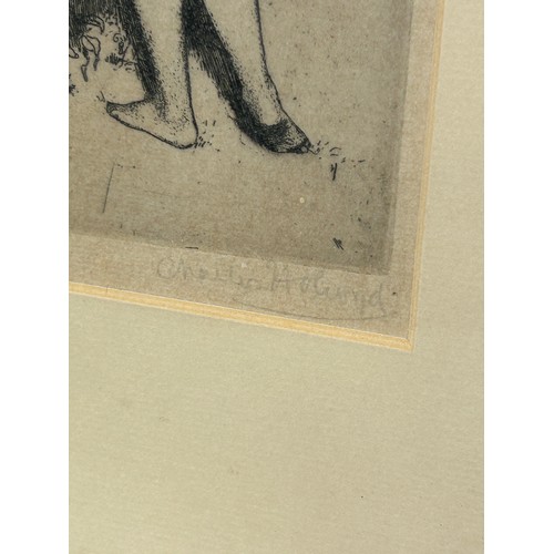 363 - A PAIR OF WATERCOLOUR PAINTINGS ON PAPER DEPICTING NUDE FIGURES ALONG WITH AN ETCHING OF A NUDE BESI... 