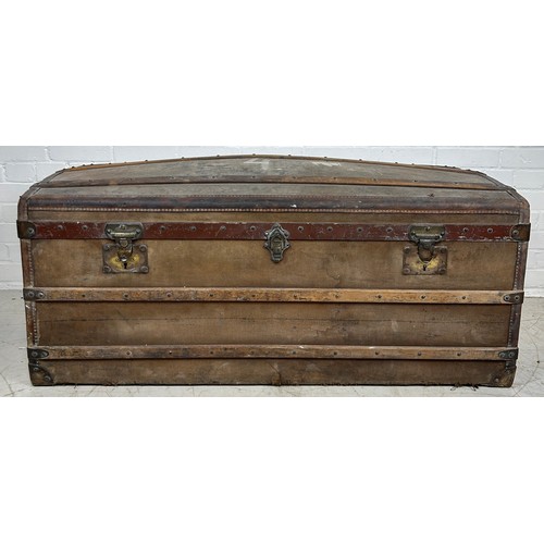 18 - A 19TH CENTURY FRENCH MALLES MOYNAT DOMED TOP TRUNK BELONGING TO THE FAMED MUNTHE FAMILY, FROM SOUTH... 