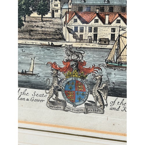 388 - AN 18TH CENTURY HAND COLOURED ENGRAVING DEPICTING THE HOUSE AT CHELSEA IN THE COUNTY OF MIDDLESEX OF... 