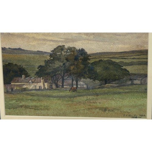 348 - ISOBEL VIOLET BANKS: AN EARLY 20TH CENTURY WATERCOLOUR PAINTING ON PAPER DEPICTING VINEYARDS ON THE ... 