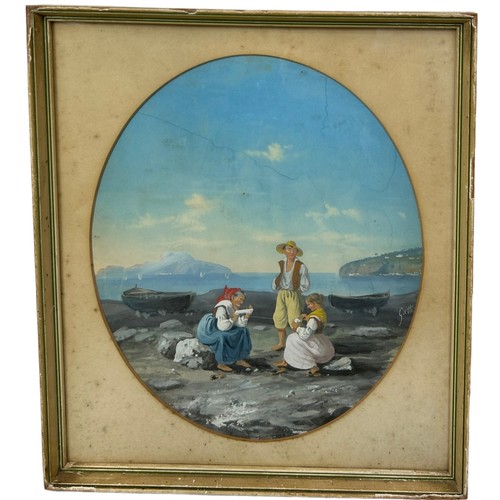 341 - ANNIBALE GATTI (ITALIAN 1828-1909): ITALIAN NEAPOLITAN SCHOOL GOACHE ON PAPER DEPICTING THE BAY OF N... 