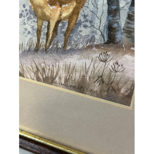 354 - A WATERCOLOUR PAINTING AND DRAWING ON PAPER DEPICTING A MALE STAG IN RICHMOND PARK, 

16cm x 12cm

M... 