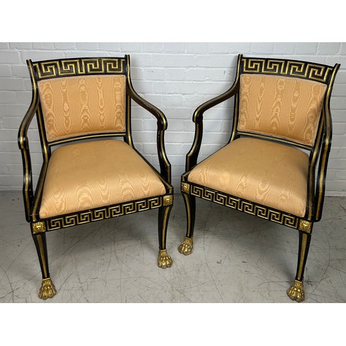 2 - IN THE MANNER OF THOMAS HOPE (1769-1831): A PAIR OF REGENCY PERIOD EMPIRE ARMCHAIRS, 

84cm x 54cm x... 