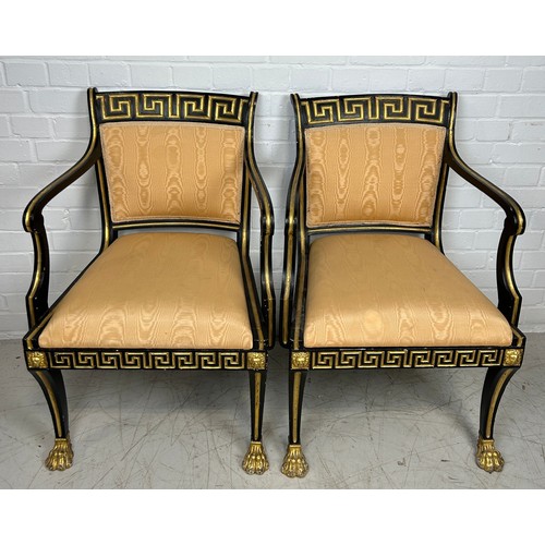 2 - IN THE MANNER OF THOMAS HOPE (1769-1831): A PAIR OF REGENCY PERIOD EMPIRE ARMCHAIRS, 

84cm x 54cm x... 