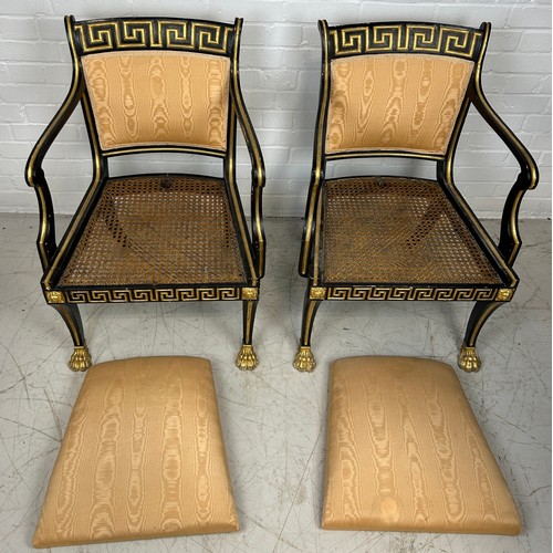 2 - IN THE MANNER OF THOMAS HOPE (1769-1831): A PAIR OF REGENCY PERIOD EMPIRE ARMCHAIRS, 

84cm x 54cm x... 