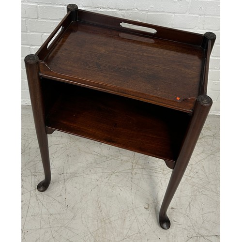 493 - A MAHOGANY TWO TIER SIDE TABLE, 

70cm x 54cm x 36cm