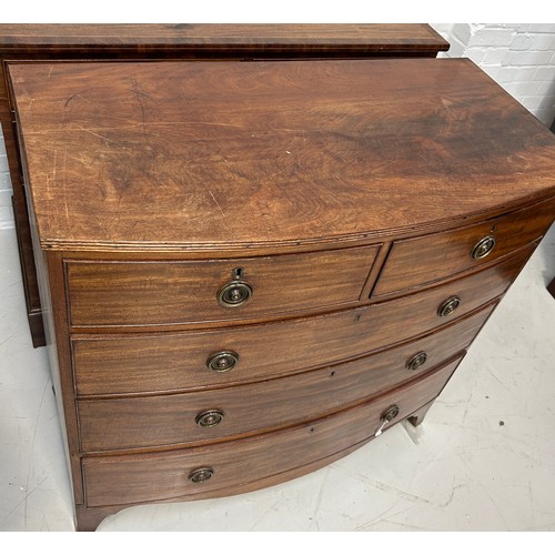 486 - A 19TH CENTURY MAHOGANY CHEST OF DRAWERS, 

Two short over three long drawers. 

115cm x 100cm x 54c... 