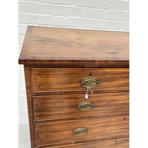 489 - A 19TH CENTURY MAHOGANY CHEST OF DRAWERS,

Two short over three long drawers. 
 
106cm x 102cm x 53c... 