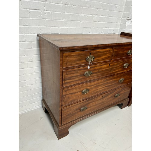 489 - A 19TH CENTURY MAHOGANY CHEST OF DRAWERS,

Two short over three long drawers. 
 
106cm x 102cm x 53c... 