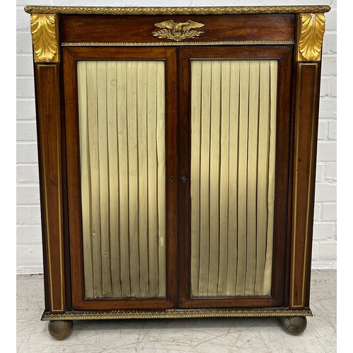 12 - A 19TH CENTURY FRENCH EMPIRE STYLE GILT METAL MOUNTED CHIFFONIER, 

Two swing doors with inner shelf... 