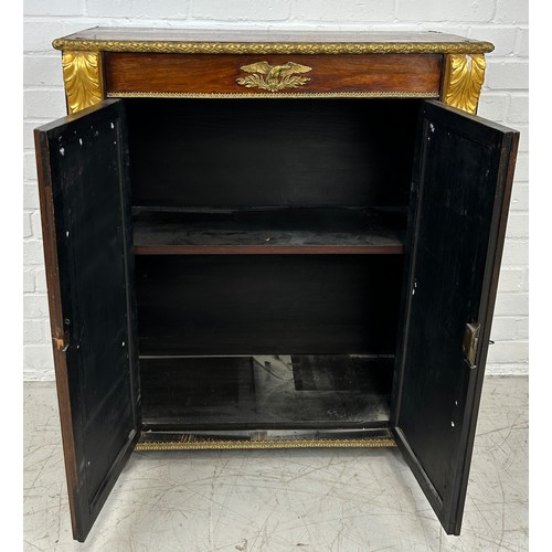 12 - A 19TH CENTURY FRENCH EMPIRE STYLE GILT METAL MOUNTED CHIFFONIER, 

Two swing doors with inner shelf... 