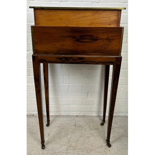 5 - A 19TH CENTURY ANGLO INDIAN WRITING SLOPE ON STAND, 

Rosewood with brass inlay and campaign handles... 