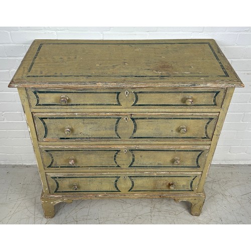 455 - A GEORGE III DESIGN PAINTED CHEST OF DRAWERS, 

94cm x 92cm x 40cm