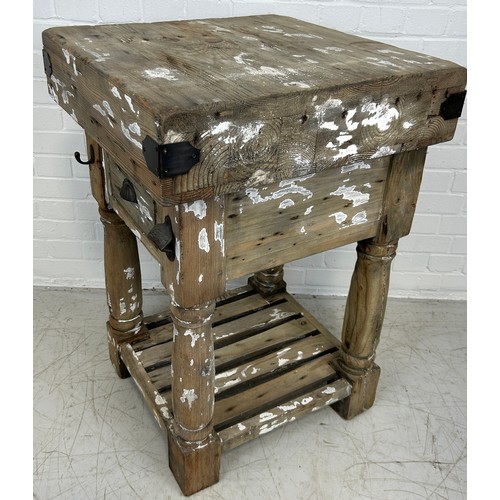 457 - A 20TH CENTURY BUTCHERS BLOCK, 

90cm x 60cm x 60cm