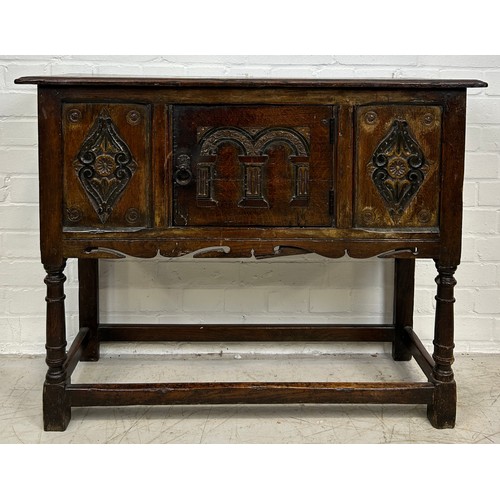 509 - A 17TH CENTURY CONTINENTAL OAK CHEST, 

94cm x 73cm x 35cm