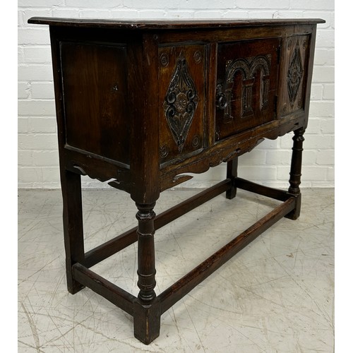 509 - A 17TH CENTURY CONTINENTAL OAK CHEST, 

94cm x 73cm x 35cm