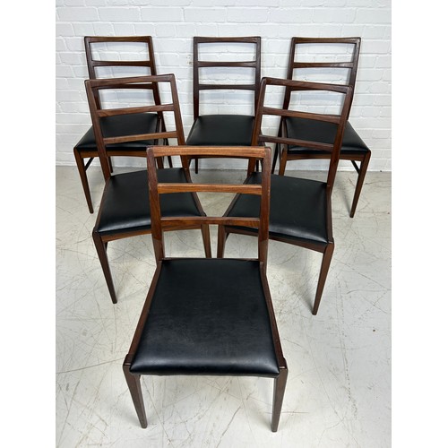 464 - A SET OF SIX RICHARD HORNBY LADDER BACK CHAIRS WITH BLACK SEATS,

85cm x 44cm x 44cm