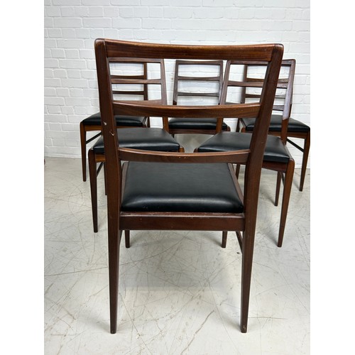 464 - A SET OF SIX RICHARD HORNBY LADDER BACK CHAIRS WITH BLACK SEATS,

85cm x 44cm x 44cm