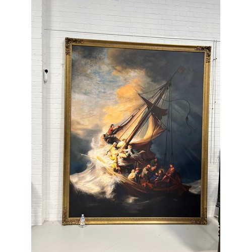 407 - AN EXTRAORDINARILY LARGE OLD MASTER PRINT ON CANVAS FROM THE FILM 'LIFT' WITH KEVIN HART, 

290cm x ... 