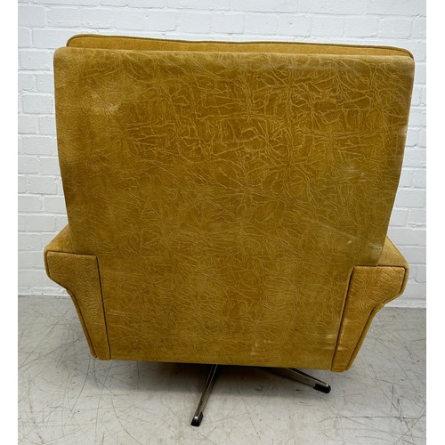 454 - GEORG THAMS: A MID CENTURY SUEDE SWIVEL ARMCHAIR, 

90cm x 85cm x 75cm