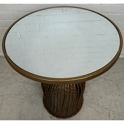 506 - A GILT METAL SIDE TABLE WITH MIRRORED TOP, 

60cm H