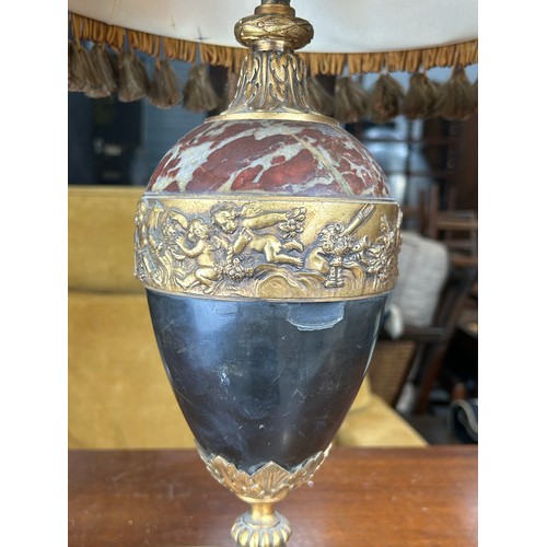 512 - A MARBLE AND GILT TABLE LAMP, 

36cm H

With shade 62cm H