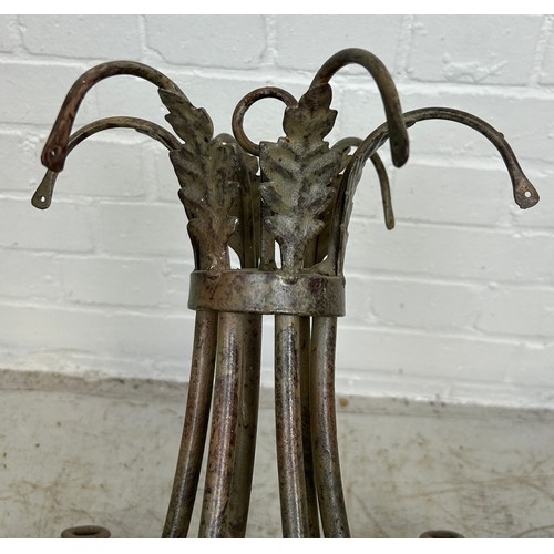 505 - A FRENCH WROUGHT IRON CHANDELIER, 

68cm x 68cm