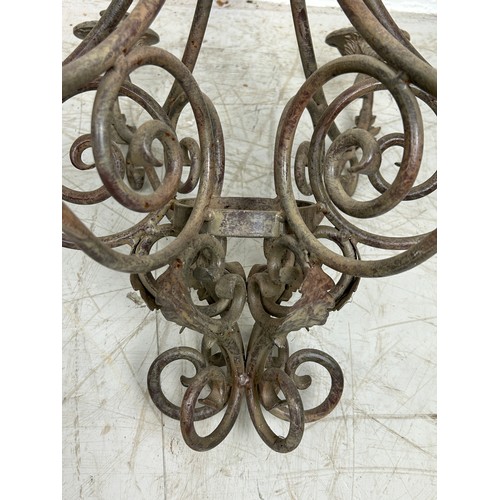 505 - A FRENCH WROUGHT IRON CHANDELIER, 

68cm x 68cm