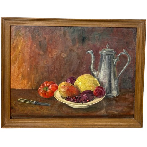 331 - AN OIL ON CANVAS STILL LIFE PAINTING, 

50cm x 37cm 

Mounted in a frame 56cm x 44cm