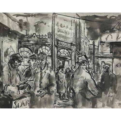 313 - A PEN AND INK DRAWING OF FIGURES IN THE STREET,

Unknown artist. 

24.5cm x 20cm

Mounted in a frame... 