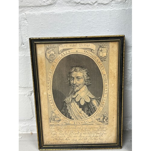 384 - AN 18TH CENTURY ENGRAVING DEPICTING LORD CHANCELLOR FRANCIS BACON VISCOUNT ST. ALBANS, 

40cm x 24cm... 