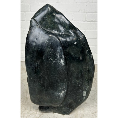 240 - A LARGE SOAPSTONE SCULPTURE DEPICTING A BIRD, 

46cm x 27cm