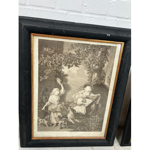 402 - TWO 19TH CENTURY PRINTS, 

One mounted in a gilt frame and glazed, the other in ebonised frame and g... 