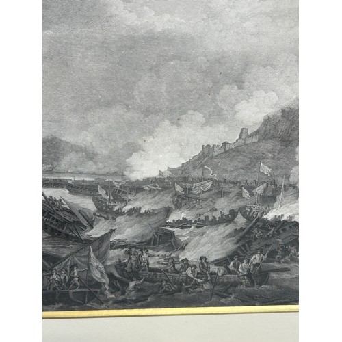 405 - A LARGE 19TH CENTURY PRINT DEPICTING A NAVAL BATTLE SCENE,

64cm x 44cm 

Mounted in a frame and gla... 