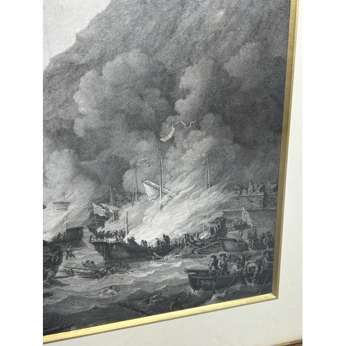 405 - A LARGE 19TH CENTURY PRINT DEPICTING A NAVAL BATTLE SCENE,

64cm x 44cm 

Mounted in a frame and gla... 