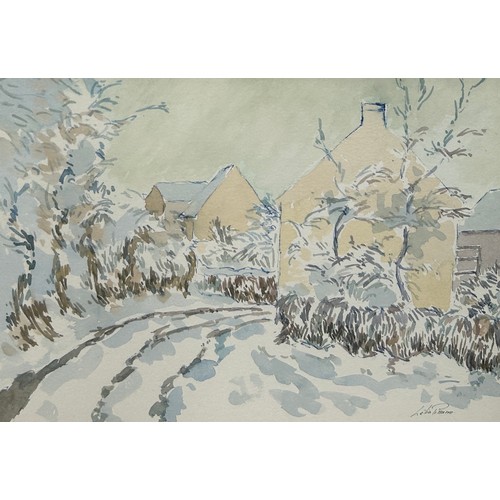 366 - LEILA PISARRO (FRENCH B.1963): A WATERCOLOUR PAINTING ON PAPER TITLED 'PATRICIA'S SNOW', 

Label to ... 