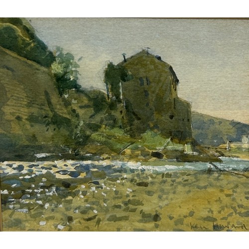 347 - KEN HOWARD RA (1932-2022): A WATERCOLOUR PAINTING ON PAPER DEPICTING A BEACH SCENE, 

18cm x 16cm 

... 