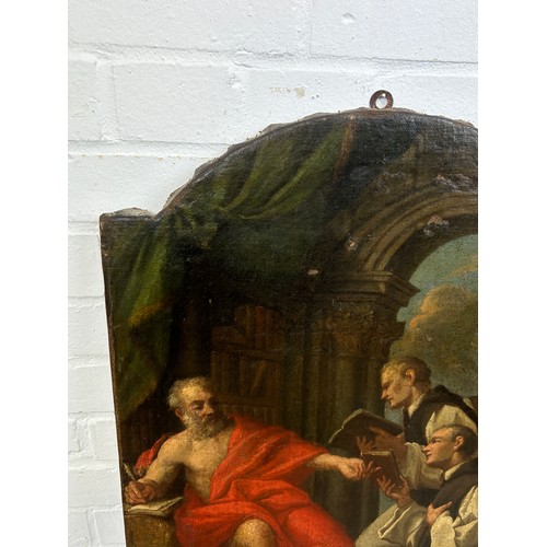 269 - A 17TH CENTURY ITALIAN OIL PAINTING ON CANVAS DEPICTING ST JEROME THE HERMIT POSSIBLY FROM AN ALTAR ... 