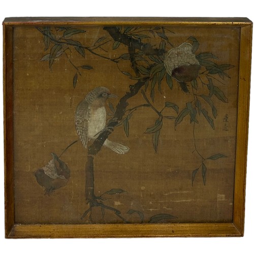 296 - AFTER BIAN WEN JIN (MING DYNASTY ACTIVE 15TH CENTURY): A CHINESE PAINTING ON SILK DEPICTING A BIRD O... 