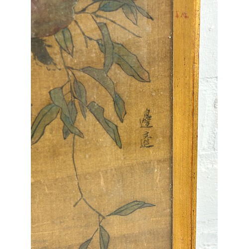 296 - AFTER BIAN WEN JIN (MING DYNASTY ACTIVE 15TH CENTURY): A CHINESE PAINTING ON SILK DEPICTING A BIRD O... 