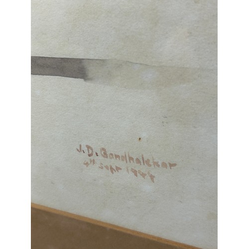 314 - JANARDAN DATTATRAYA GONDHALEKAR (INDIAN 1909-1981): A WATERCOLOUR AND PENCIL ON PAPER DEPICTING DAFE... 